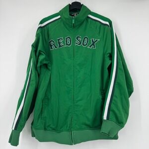 Stitches Boston Red Sox Green Track Jacket Mens Medium MLB Full Zip St Patricks